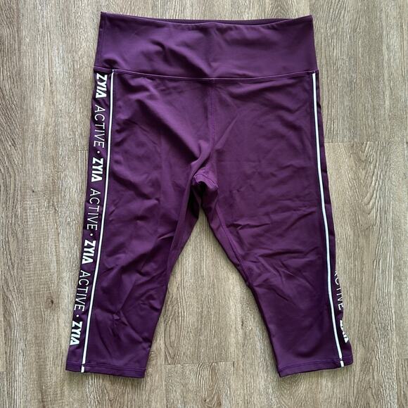 Zyia Active Light N Tight Logo Side 17" Leggings Plum Size 14-16 - Picture 2 of 6